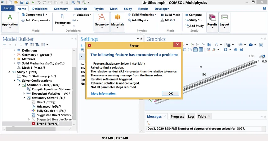 حل مشکل همگرایی و واگرایی و همگرا نشدن در کامسول not convergence comsol